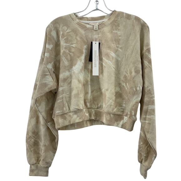 NWT Culpos x INC Beige Tie Dye Women's Cropped Cotton Pullover Sweatshirt M - Picture 1 of 5
